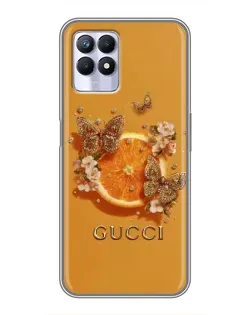 Чехол для Realme 8i с картинкой «Gucci — золотые бабочки»