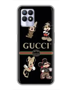 Чехол для Realme 8i с картинкой «Gucci — герои Disney и монограмма»
