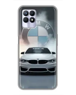 Чехол для Realme 8i с картинкой «BMW в белом дыму»