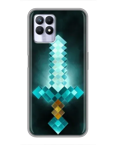 Чехол для Realme 8i с картинкой «Алмазный меч неон»