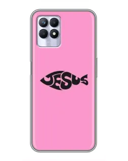 Чехол для Realme 8i с картинкой «Розовый символ  Jesus»