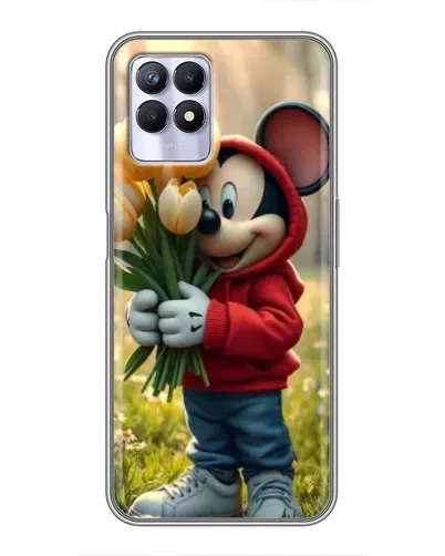 Чехол для Realme 8i с картинкой «Микки с тюльпанами»