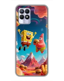 Чехол для Realme 8i с картинкой «Космический фастфуд»