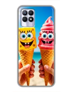 Чехол для Realme 8i с картинкой «Спанч Боб мороженое»
