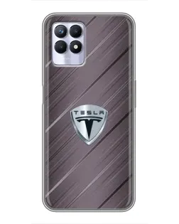 Чехол для Realme 8i с картинкой «Металлическая текстура Tesla»