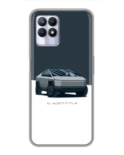 Чехол для Realme 8i с картинкой «Серебристый Cybertruck Tesla»