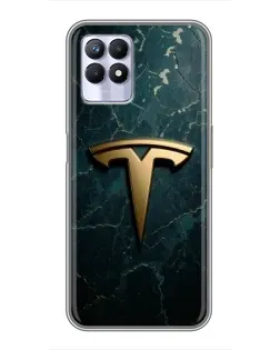 Чехол для Realme 8i с картинкой «Мраморная Tesla Gold»