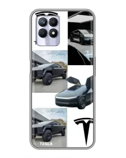 Чехол для Realme 8i с картинкой «Коллаж Cybertruck Tesla»