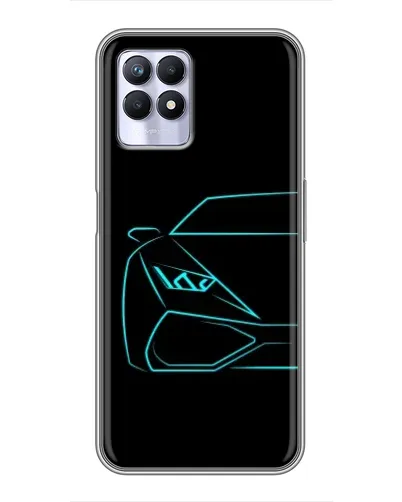 Чехол для Realme 8i с картинкой «Голубой силуэт Lamborghini» Чехол для Realme 8i с картинкой «Голубой силуэт Lamborghini»