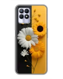 Чехол для Realme 8i с картинкой «Подсолнух и ромашка»