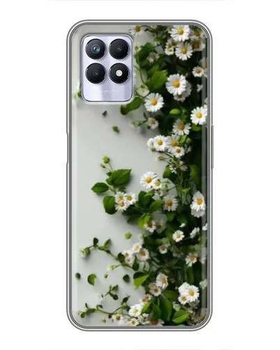 Чехол для Realme 8i с картинкой «Ветка мелких белых цветов»