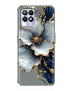 Чехол для Realme 8i с картинкой «Белый цветок и золотой флюид»