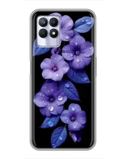 Чохол для Realme 8i з картинкою «Фіолетові квіти з росою»