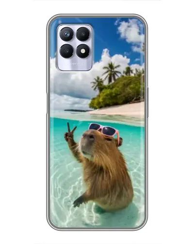 Чехол для Realme 8i с картинкой «Капибара на море» Чехол для Realme 8i с картинкой «Капибара на море»
