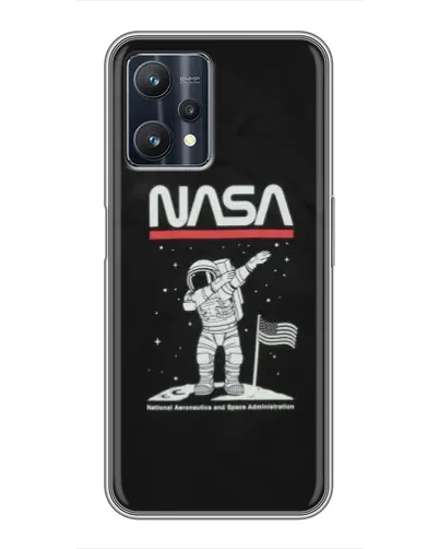 Чехол для Realme 9 Pro Plus с картинкой «NASA — шагаем по Луне»