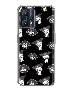 Чехол для Realme 9 Pro Plus с картинкой «Черный паттерн Kuromi»