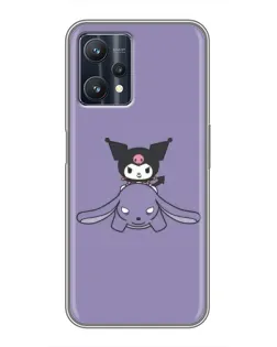 Чехол для Realme 9 Pro Plus с картинкой «Kuromi на лиловом фоне»