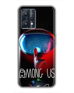Чехол для Realme 9 Pro Plus с картинкой «Красный импостер — макро»