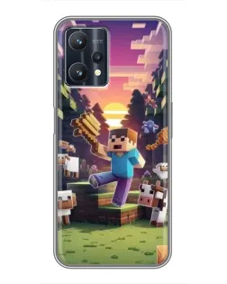 Чехол для Realme 9 Pro Plus с картинкой «Стив на ферме» Чехол для Realme 9 Pro Plus с картинкой «Стив на ферме»