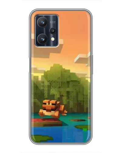 Чехол для Realme 9 Pro Plus с картинкой «Майнкрафт закат солнца»