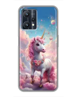 Чехол для Realme 9 Pro Plus с картинкой «Единорог среди облаков»