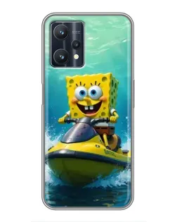 Чехол для Realme 9 Pro Plus с картинкой «Спанч Боб на гидроцикле» Чехол для Realme 9 Pro Plus с картинкой «Спанч Боб на гидроцикле»