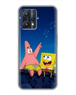 Чехол для Realme 9 Pro Plus с картинкой «Губка Боб и Патрик ночью» Чехол для Realme 9 Pro Plus с картинкой «Губка Боб и Патрик ночью»