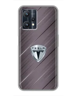 Чехол для Realme 9 Pro Plus с картинкой «Металлическая текстура Tesla»