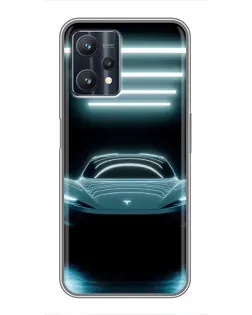 Чехол для Realme 9 Pro Plus с картинкой «Tesla в неоне»