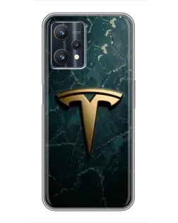 Чехол для Realme 9 Pro Plus с картинкой «Мраморная Tesla Gold»