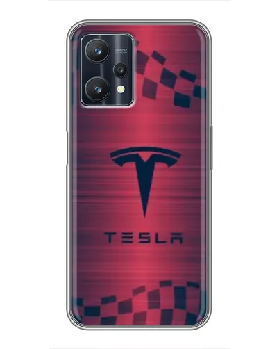 Чехол для Realme 9 Pro Plus с картинкой «Тесла красный карбон» Чехол для Realme 9 Pro Plus с картинкой «Тесла красный карбон»