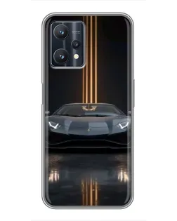 Чехол для Realme 9 Pro Plus с картинкой «Lamborghini золотые линии»