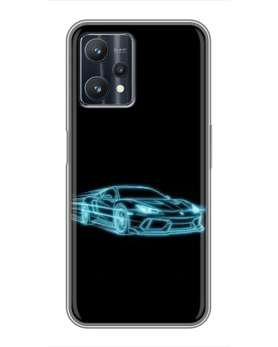 Чехол для Realme 9 Pro Plus с картинкой «Неоновый контур Lamborghini»