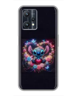 Чехол для Realme 9 Pro Plus с картинкой «Stitch в цветах»