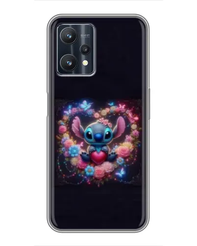 Чехол для Realme 9 Pro Plus с картинкой «Stitch в цветах»