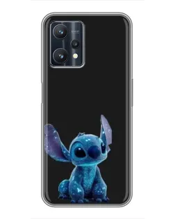 Чехол для Realme 9 Pro Plus с картинкой «Стич на черном»