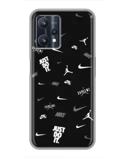 Чехол для Realme 9 Pro с картинкой «Nike Black Pattern»