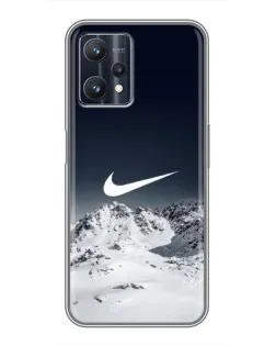 Чехол для Realme 9 Pro с картинкой «Nike — зимние горы»