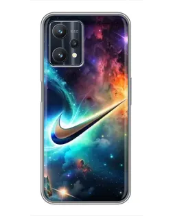 Чехол для Realme 9 Pro с картинкой «Космический Nike Swoosh»