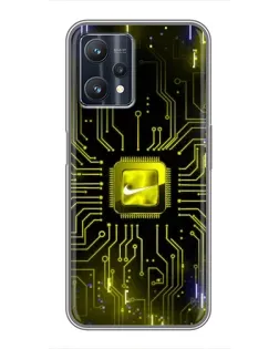 Чехол для Realme 9 Pro с картинкой «Nike — золотая искра»