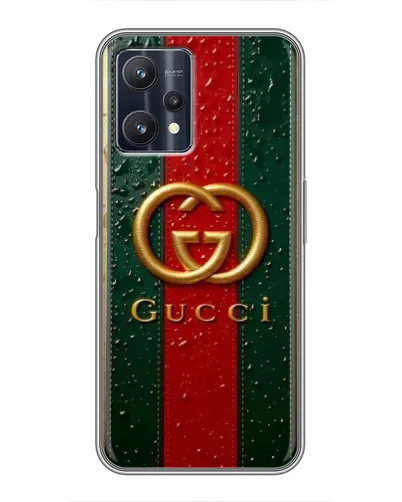 Чехол для Realme 9 Pro с картинкой «Gucci — фирменная полоса и золото» Чехол для Realme 9 Pro с картинкой «Gucci — фирменная полоса и золото»
