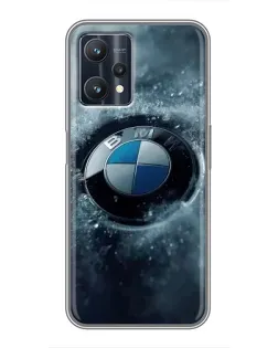 Чехол для Realme 9 Pro с картинкой «Логотип BMW — лед»