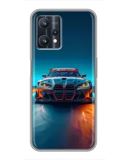 Чехол для Realme 9 Pro с картинкой «BMW — огни неона»