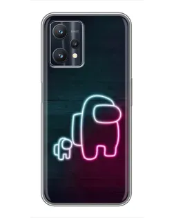 Чехол для Realme 9 Pro с картинкой «Among Us неон-арт»