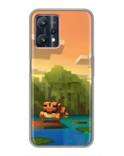 Чохол для Realme 9 Pro з картинкою «Майнкрафт захід сонця»