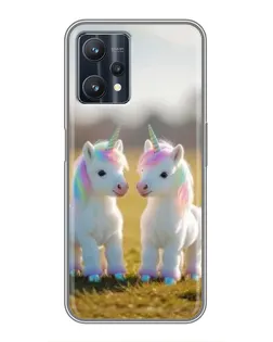 Чехол для Realme 9 Pro с картинкой «Пара единорогов»