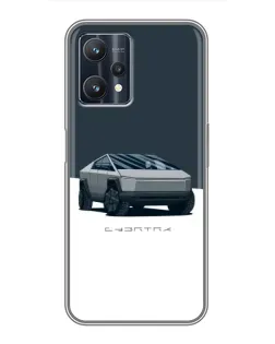 Чехол для Realme 9 Pro с картинкой «Серебристый Cybertruck Tesla»