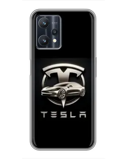 Чехол для Realme 9 Pro с картинкой «Tesla — серебристое авто»