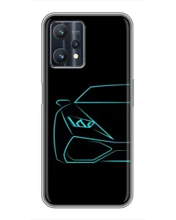 Чохол для Realme 9 Pro з картинкою «Блакитний силует Lamborghini»