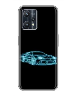 Чохол для Realme 9 Pro з картинкою «Неоновий контур Lamborghini»
